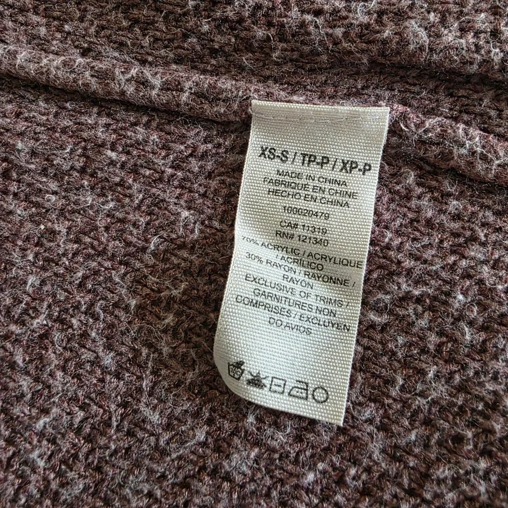 Garage Mauve Purple Marl Open Front Cardigan Sweater Pockets XS/S